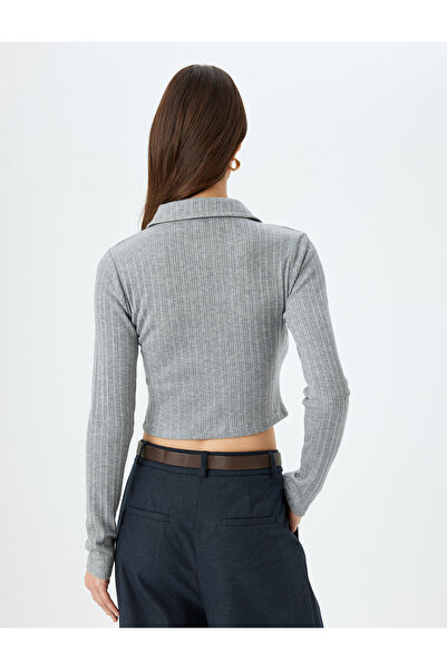 Koton Long Sleeve Buttoned Slim Fit Polo Neck T-Shirt