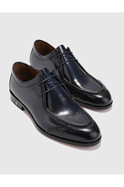 İLVİ Johan Genuine Leather Men's Navy Blue Classic Shoes
