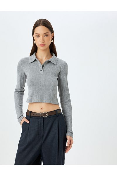 Koton Long Sleeve Buttoned Slim Fit Polo Neck T-Shirt