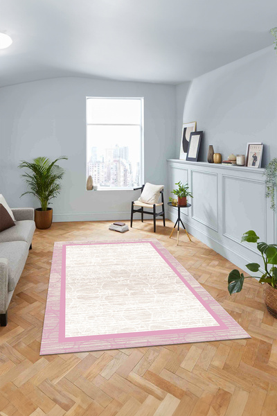 Viyana Home Modern Dijital Kaymaz Taban Çerçeveli Sade Desen Yıkanabilir Yoll...