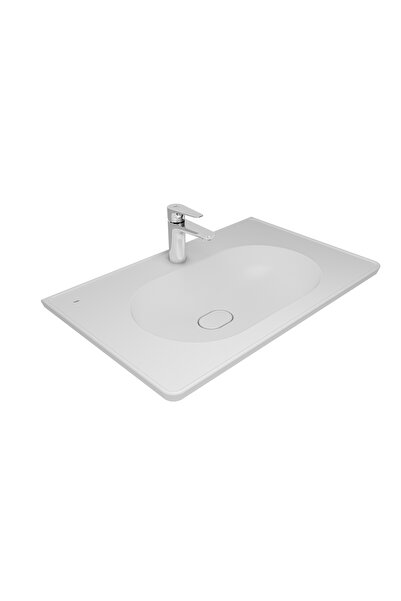 KALE Zero 2.0 80X50 Etajerli Lavabo Mat Beyaz