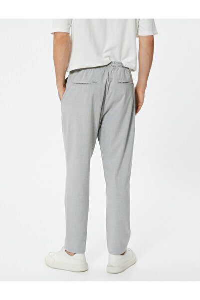 Koton Fabric Trousers with Lace Waist Slim Fit Pocket Detail