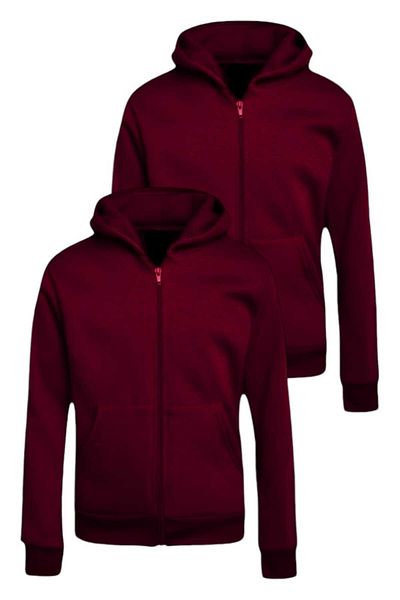 Uniquerrs Set de 2 hanorace unisex din bumbac cu glugă și fermoar pentru copii