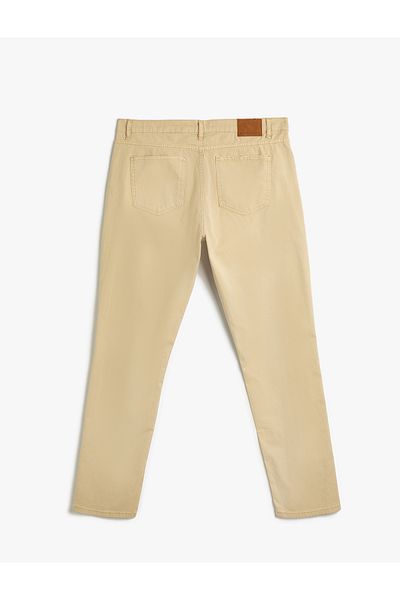 Koton Canvas Trousers Gabardine Tube Buttoned Cotton