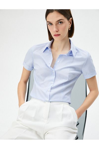 Koton Short Sleeve Shirt Buttoned Basic Slim Fit