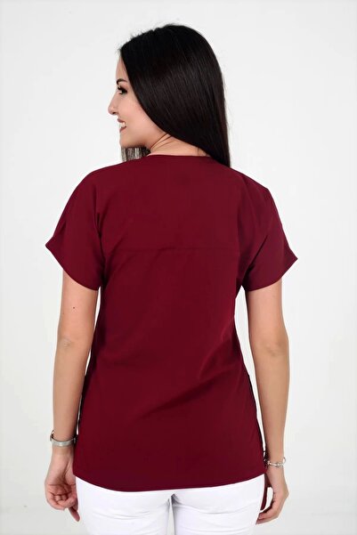 DENİZ İŞ Deniz Iş Women's Lycra Yarasakol Burgundy Color Scrubs Teküst