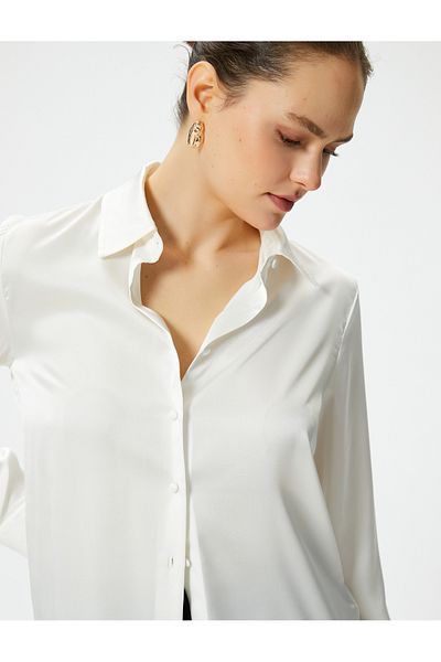 Koton Long Sleeve Satin Shirt - Buttoned and Standard Fit
