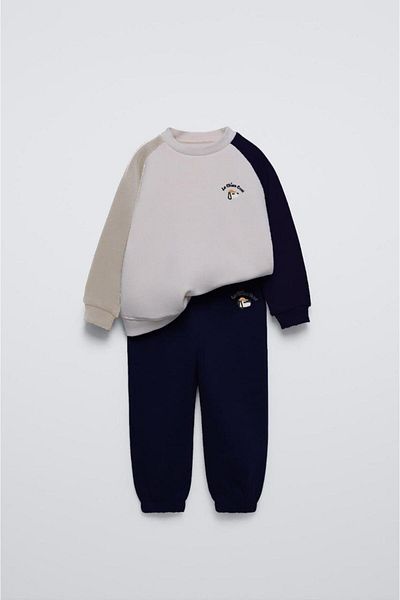 Magu Embroidered Winter Cotton Sweatshirt and Jogger Tracksuit Set for Boy