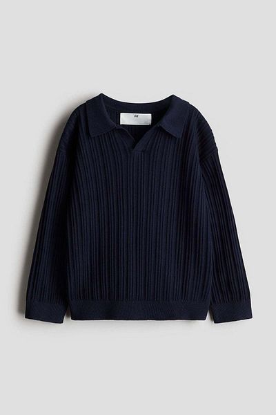 H&M Rib-knit cotton polo jumper