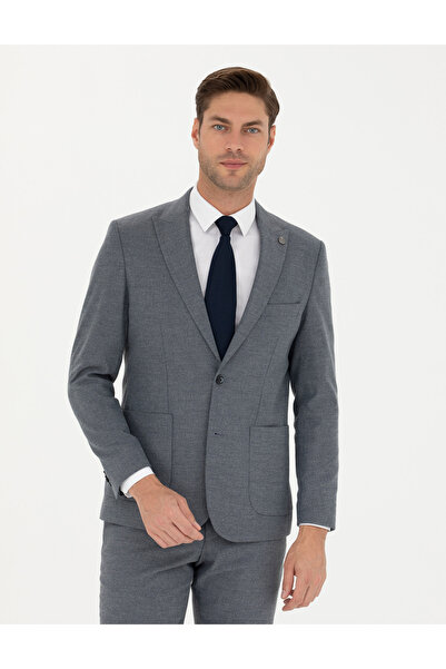 Pierre Cardin Koyu Mavi Slim Fit Çizgili Takım Elbise 50274461-VR032