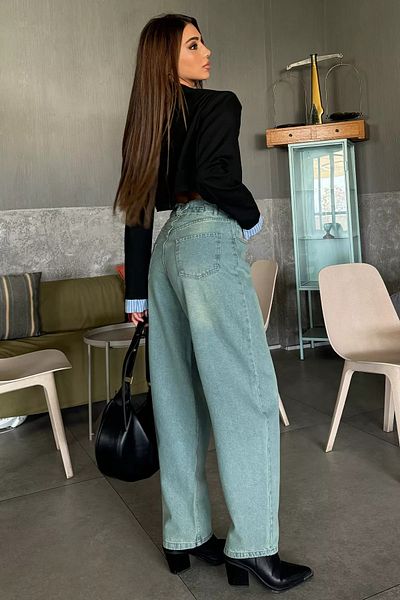 GÜLSELİ Pantaloni de blugi de damă cu talie înaltă de culoare albastră
