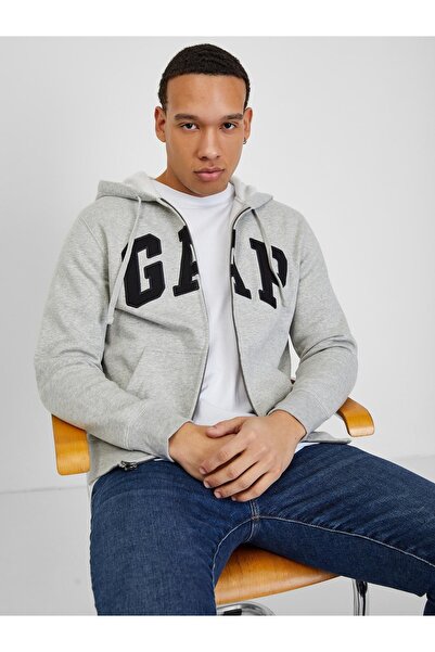 GAP Men's Gray Logo Hooded Sweatshirt