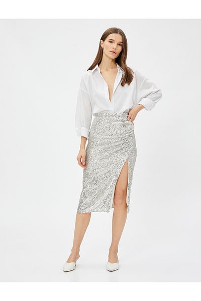 Koton Abendkleid Rock mit Pailletten und tiefem Schlitz