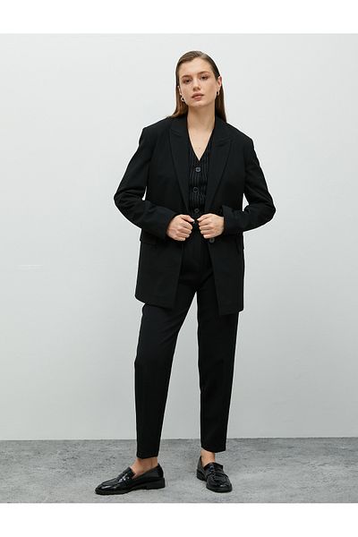Koton Belted Fabric Trousers Slim Leg High Waist