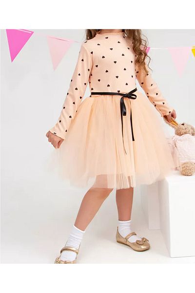 nc gift Fluffy Tulle Flexible Lycra Heart Printed Princess Tutu Dress
