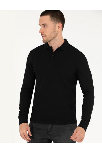 Pierre Cardin Черен суитшърт Slim Fit Basic 50276035-VR046
