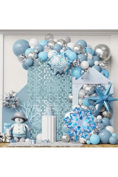 DÜVENCİ TİCARET Mixed Color Winter Balloon Ornament Set for Christmas and New Year Birthday - Latex and Foil Balloons