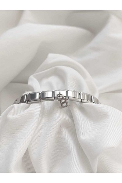bijoux uniques Steel Dangle Letter H Italian Charm Bracelet