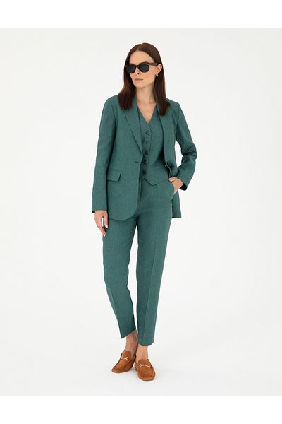 Pierre Cardin Green Carrot Fit Linen Trousers 50282075 -Vr054