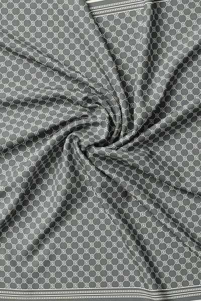 Vakko Φουλάρι Tivil Silk Monogram 37144-γκρι εκρού