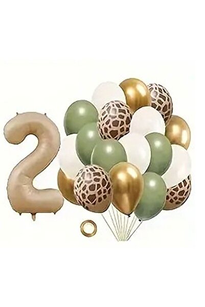 DÜVENCİ TİCARET Set de 2 baloane verzi și caramel cu tematică pădure și animale