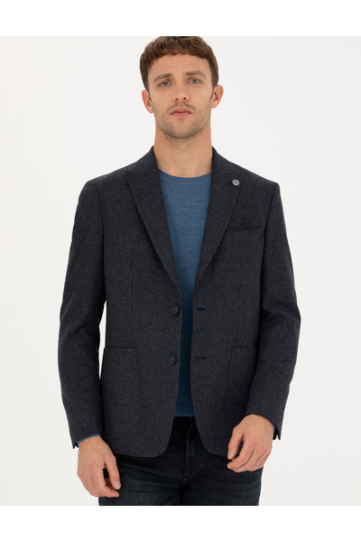 Pierre Cardin Lacivert Slim Fit Yün Karışımlı Ceket 50279478-VR033