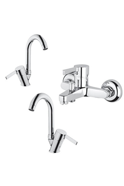 Tema Tulip 3 Lü Armatür Seti(Banyo+Lavabo Mutfak)