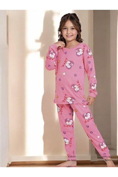 Zekids Σετ πιτζάμες για κορίτσια από βαμβακερό κουνέλι με σχέδιο