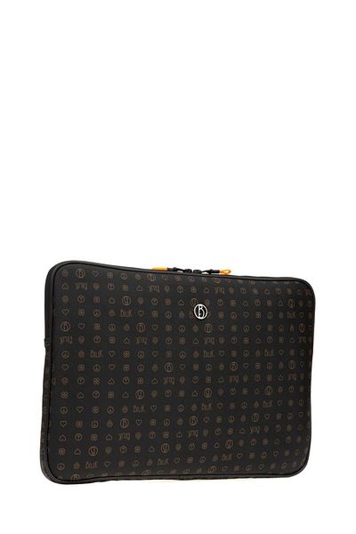 Bilik Deri حقيبة كمبيوتر محمول وحقيبة كمبيوتر محمول للجنسين باللون الأسود Monogram مقاس 15,6 بوصة