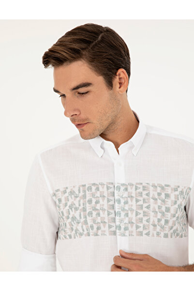 Pierre Cardin Yeşil Regular Fit Uzun Kollu Gömlek 50284177-VR016