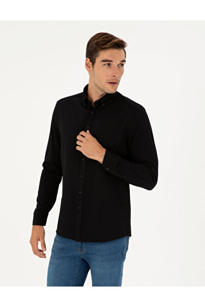 Pierre Cardin Siyah Slim Fit Uzun Kollu Gömlek 50284109-VR046
