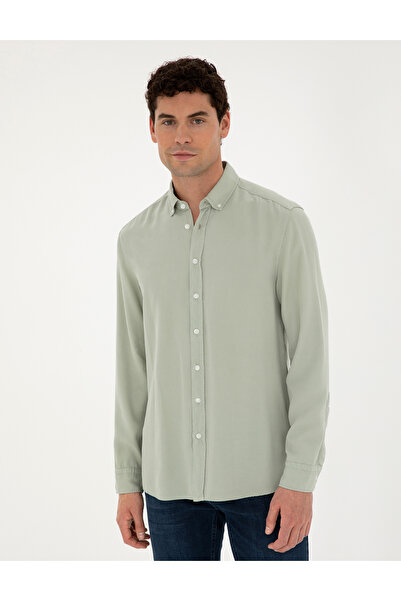 Pierre Cardin Yeşil Regular Fit Uzun Kollu Gömlek 50284405-VR016