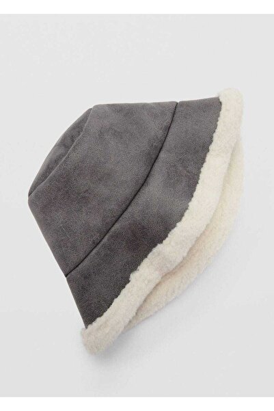 MANGO Woman Kırpma yünlü bucket şapka