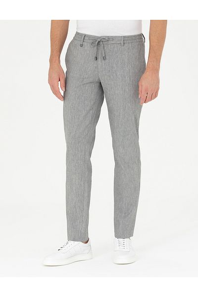 Pierre Cardin Gray Slim Fit Linen Trousers -50284934-vr024
