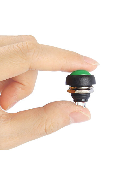 Genel Markalar 12mm PBS-33B 2 Pin Push Buton Yeşil ON OFF 1A 250V Mini Yuvarlak Su Geçirmez Anahtar Momentary Swit