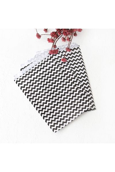Bimotif Zigzag Patterned Paper Bag, Black-White 18X30 cm - 40Pcs