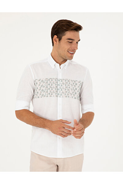 Pierre Cardin Yeşil Regular Fit Uzun Kollu Gömlek 50284177-VR016