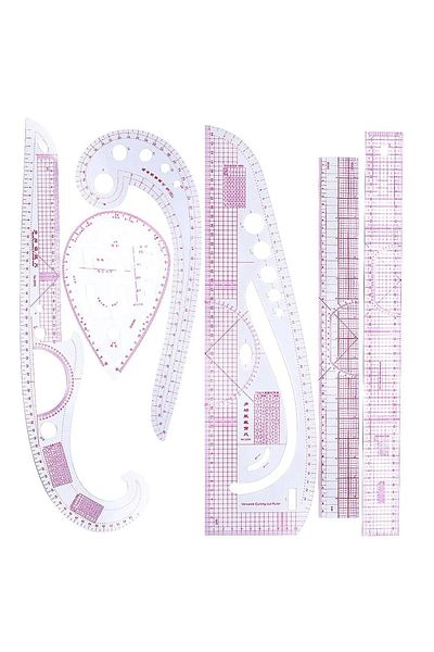 ATMACA TUHAFİYE Pink French Curve Modelist 6 Piece Ruler Set