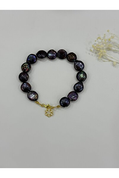 DURAN TAKI TASARIM Hakiki Siyah İnci Gümüş Bileklik