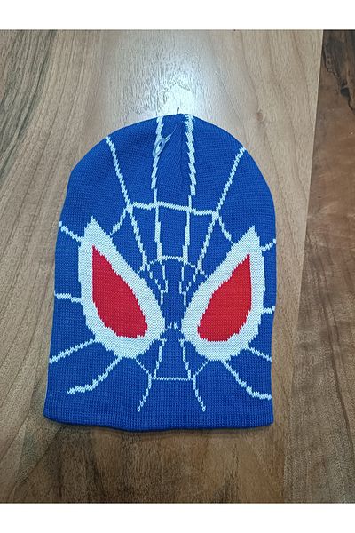 Blotch Double Layer Spiderman Blue-Red Color Men's Knitwear Knitted Beanie
