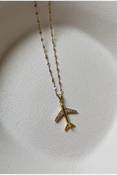 mos&more Çelik Gold Uçak Kadın Kolye