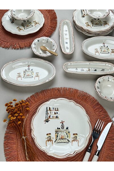 PORSER 6-Person 14-Piece Fulya Faylinn Breakfast Set - Fly14Kahprs1059