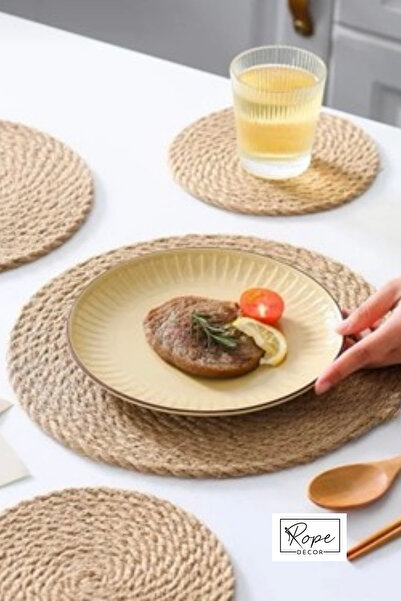 Rope Decor 35 سم 4 أشخاص خدمة أمريكية / قاعدة أطباق / مجموعة شعلة / شعلة خوص ...