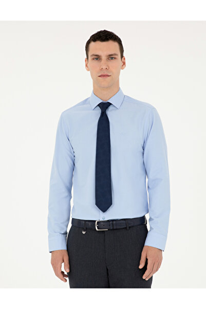 Pierre Cardin Синя сорочка Slim Fit з довгими рукавами Basic 50285562-VR036