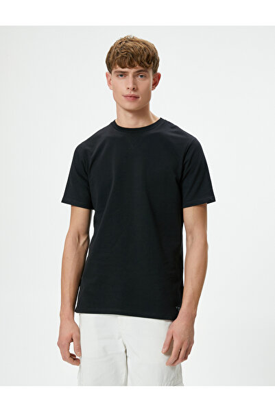 Koton Μπλουζάκι με λαιμόκοψη Basic βαμβακερό κοντό μανίκι