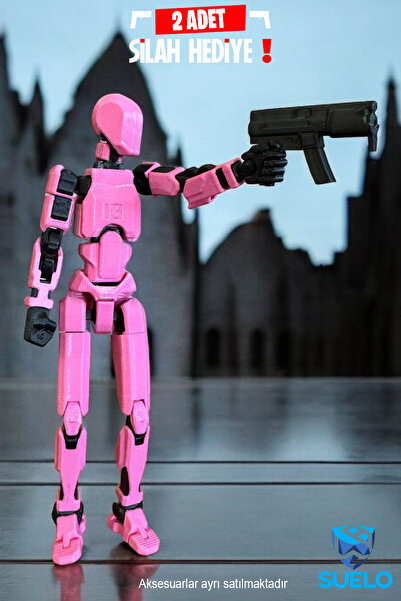 Suelo Butik Titan 13 Robot Dummy Pembe Siyah Tüm Eklemleri Hareketli Aksiyon Figürü T13 Figür Oyuncak