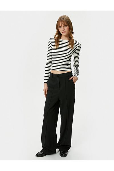 Koton Tricou cu mânecă lungă, cu gât crew, cu potrivire standard