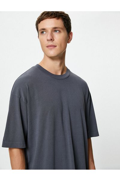 Koton Basic Oversize Βαμβακερό T-Shirt - Crew Neck, Κοντό μανίκι