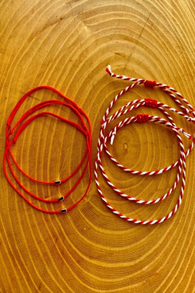 Shepidi 6 adet(2'li 3 takım) hediyelik  gold objeli  kırmızı ip marteniçka şa...