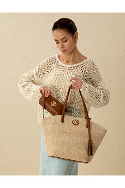 Pierre Cardin Μπεζ τσάντα ώμου 50287378-VR011